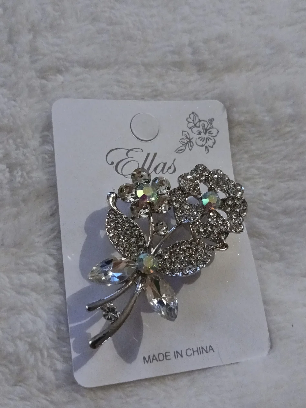 Ella Iridescent Crystal Floral Brooch 